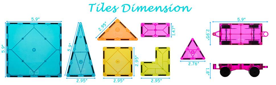 SIzes of magnetic tiles